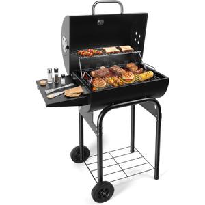 Barrel Barbecue Charcoal Grill: Premium Spacious Outdoor BBQ Grill with Side Table - Ideal for Patio Cooking Backyard Grilling Camping Picnics Tailgating Parties