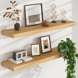 Floating Shelves for Wall, USA-Sourced Brich Wood 36 Inch Long Wall Shelves Set of 2, Natural Wooden Wall Mounted Picture Ledge Shelf, Nursery Book Storage Shelf Kids Bookshelf, Display Shelf (36''W, 2Packs)
