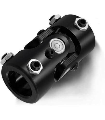 Ovabeyna 1" Round x 1" Round Black Steering Universal Joint Single U Joint Shaft,Total Length: 83mm (3-1/4")