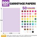 800 Sheets 8.5" X 11" Colored Cardstock, 50 Assorted Colors Construction Paper Card Stock Printer Paper for Printing, Card Making, DIY Crafts, School Supplies,Party Decorations (180GSM/65LB)