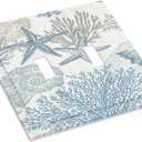 Decorative Light Switch Plate Covers Blue Starfish Coral Seaweed 2 Gang Light Switch Cover Plate Double Toggle Wall Plate Outlet Covers for Bathroom Bedroom Decor 2 Pack