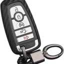 Soft Silicone Rubber Carbon Fiber Texture Case Key Fob Cover For Ford Bronco Escape Expedition Explorer F150 F250 F350 F450 F550 Fusion Maverick Mondeo Ranger Car Key - Black - Weave Keychain