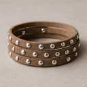 Mandala Crafts 20 Yards Red Studded Faux Suede Cords Leather Trims - Flat Vegan Leather Lace Strips String with Silver Color Rivets for Jewelry Making, Crafts, Bracelets, and Decorations