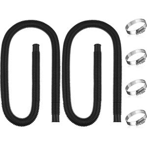 Jadive 2 Pcs Pool Hose for Above Ground 1.5 Inches Diameter Upgraded Pump Replacement 59 Inches Length Swimming with 4 Pcs Hose Clamps for Pool Pump Filter(Black)