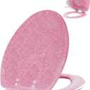 Angol Shiold ELONGATED Pink Toilet Seat Resin Glitter, Slow Close Heavy Duty Acrylic Toilet Seats for Standard Toilets, Easy Installation & Cleaning(19Inch, Pink Glitter, Upgraded hinges)