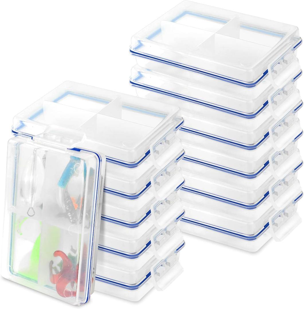 12 Pcs Mini Fishing Tackle Box Waterproof Small Tackle Box Organizer Small Fly Fishing Box Small Fishing Tackle Box Organizer with Dividers for Hook Flies Beads Crappie Lures 4In2.5In1In