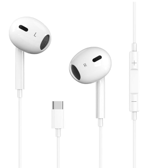 Apple EarPods Headphones with USBC Plug, Wired Ear Buds with Builtin Remote to Control Music, Phone Calls, and Volume