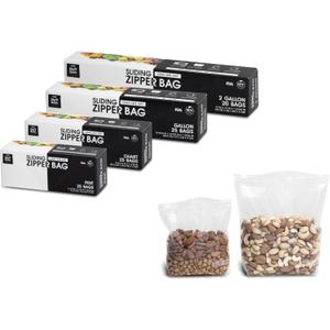 Variety Slider Storage Bags, 4 Sizes- 145 Count, Expandable Bottom, Microwave-Safe, Zero BPA