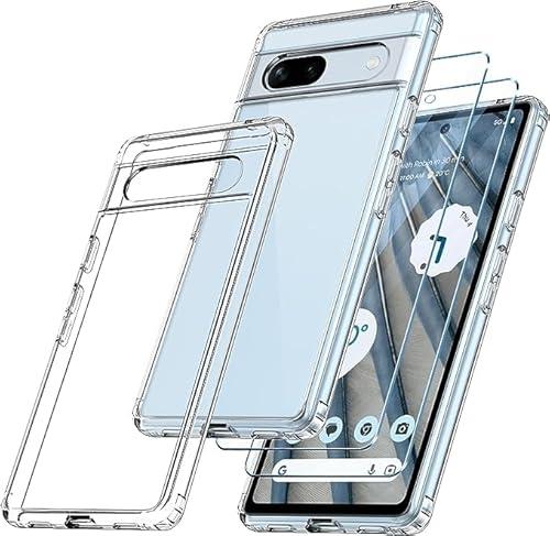 Jilivock Case for Google Pixel 7 pro Phone Case with 2 Pack Screen Protectors, Side Silicone Cases and Hard PC Back Shell, Shock Absorption and Anti-Scratch Case (Clear)