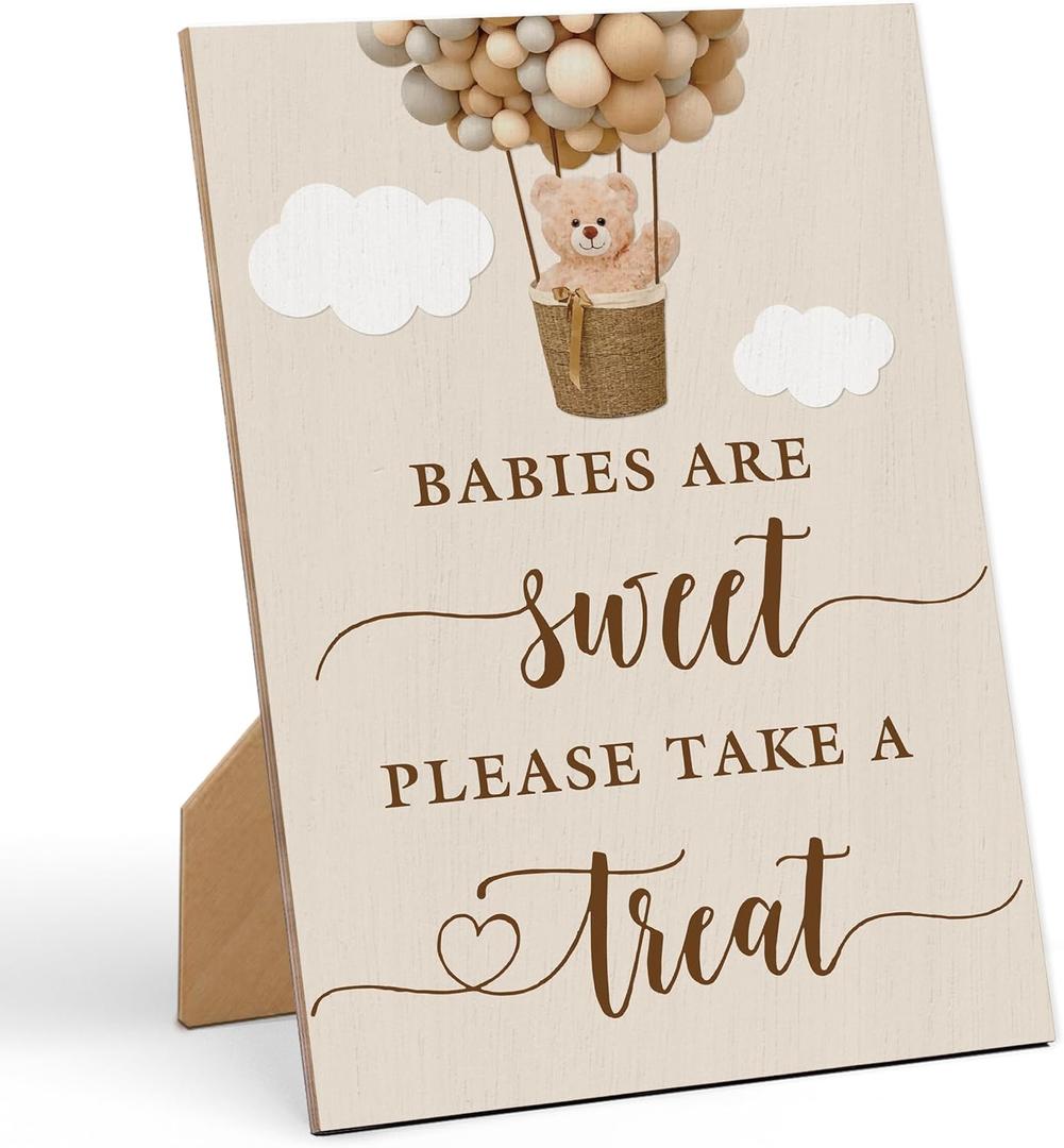Babies are Sweet Take a Treat Sign Baby Shower Sign-811 Inches, Gold Dot Wooden Sign, Gender Neutral Tabletop Decor for Gender Reveal Party, Baby Shower Party Favors Supplies Decoration-LA89 (multicoloured85)