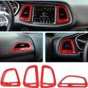 Voodonala for Dodge Challenger 2015-2024 Center Console Air Condition Outlet Vent Trim Accessories for Dodge Challenger 2015 2016 2017 2018 2019 2020 2021 2022 2023 2024(Red, 4ps)