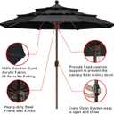 EliteShade USA 10-Year-Non-Fading 11ft 3-Tier Market Patio Umbrella, Commercial Grade Outdoor Table Umbrella with Crank Open, Windproof & UPF 50+ UV Protection, Heavy Duty Ventilation for Garden, Deck, Pool, Backyard, Beach & Bistro, No Tilt, Black