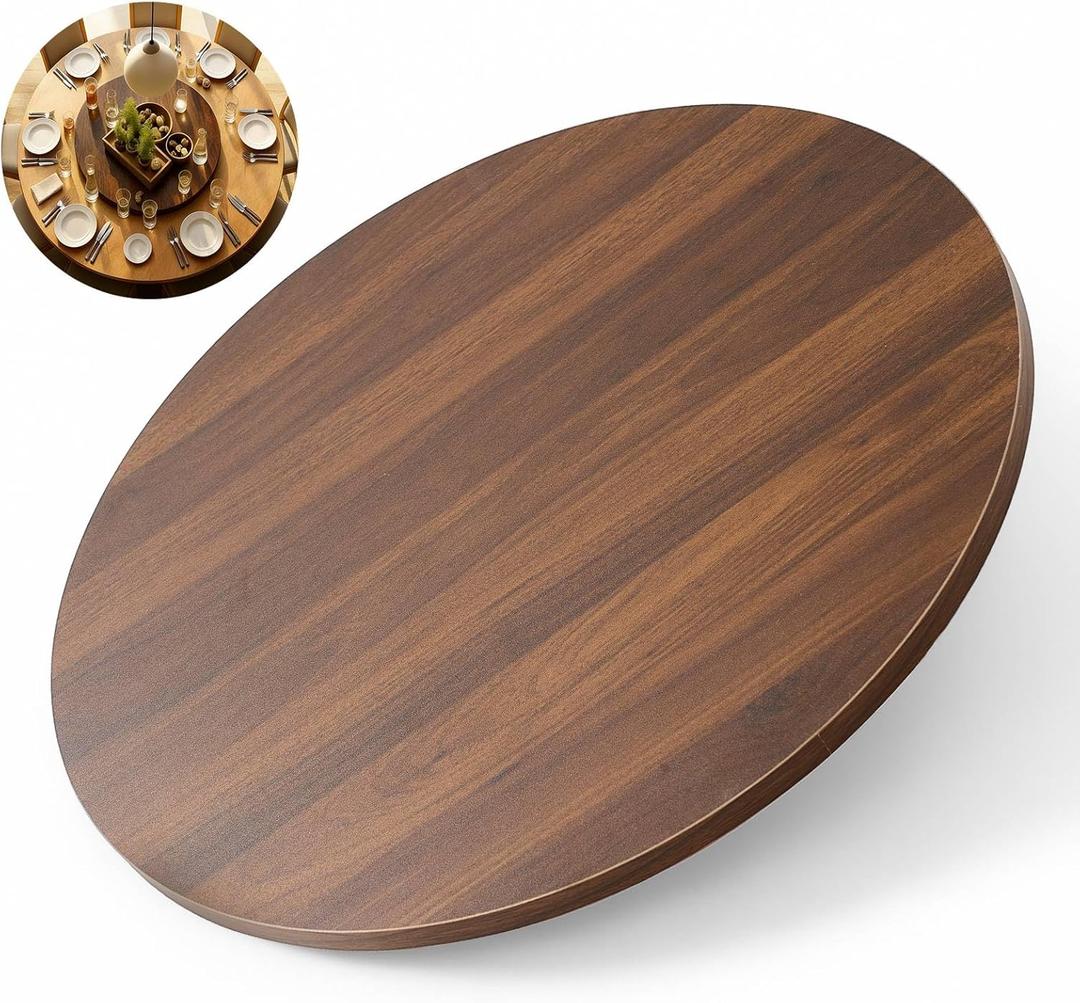Briwooody 24" Black Walnut Wood Lazy Susan for Table Top, Large Turntable Rotating Serving Tray for Counter Top Solid Wooden Round Lazy Susan Organizer for Kitchen Spinning Food Server Centerpieces