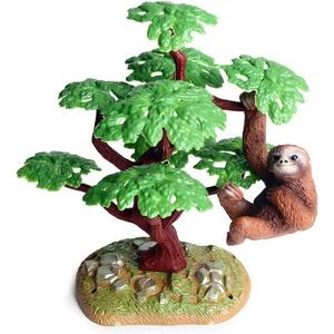 Sloth Figure and Model on Tree - Realistic Animal Figurines Desktop Decor, Set of 2