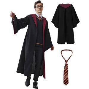 Kidukso Wizard Robe Adult Wizard Cloak with Tie Unisex Wizard Costume Hooded Uniform Magical Witch Robe Cloak Cape