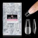 UNA GELLA Coffin Nails Tips, 216 PCS Soft Gel Nail Tips Coffin Half Matte Full Cover False Nails Pre-shaped Clear Acrylic Press on Nails Medium for Nail Extensions Home DIY Salon, 12 Sizes, Medium Coffin Nail Tips 216pcs