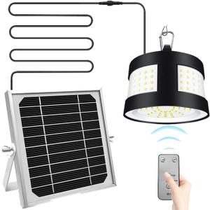 160Leds Solar Shed Light Outdoor Indoor with Remote Control Solar Lamp IP65 Waterproof Solar Pendant Light for Workshop Yard