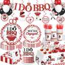 205 Pcs I DO BBQ Decorations - Serves 25 Guests - All-in-One Picnic Party Decorations Kit Includes 350psm Plates, Tablecloths and Toppers, BBQ Themed Party Supplies