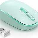 TECKNET Wireless Mouse, 2.4G Quiet Computer Mouse with USB Receiver, 4 Buttons Portable Cordless Mice for Chromebook, Laptop, PC, Mac, 800/1200/1600 DPI - Mint Green