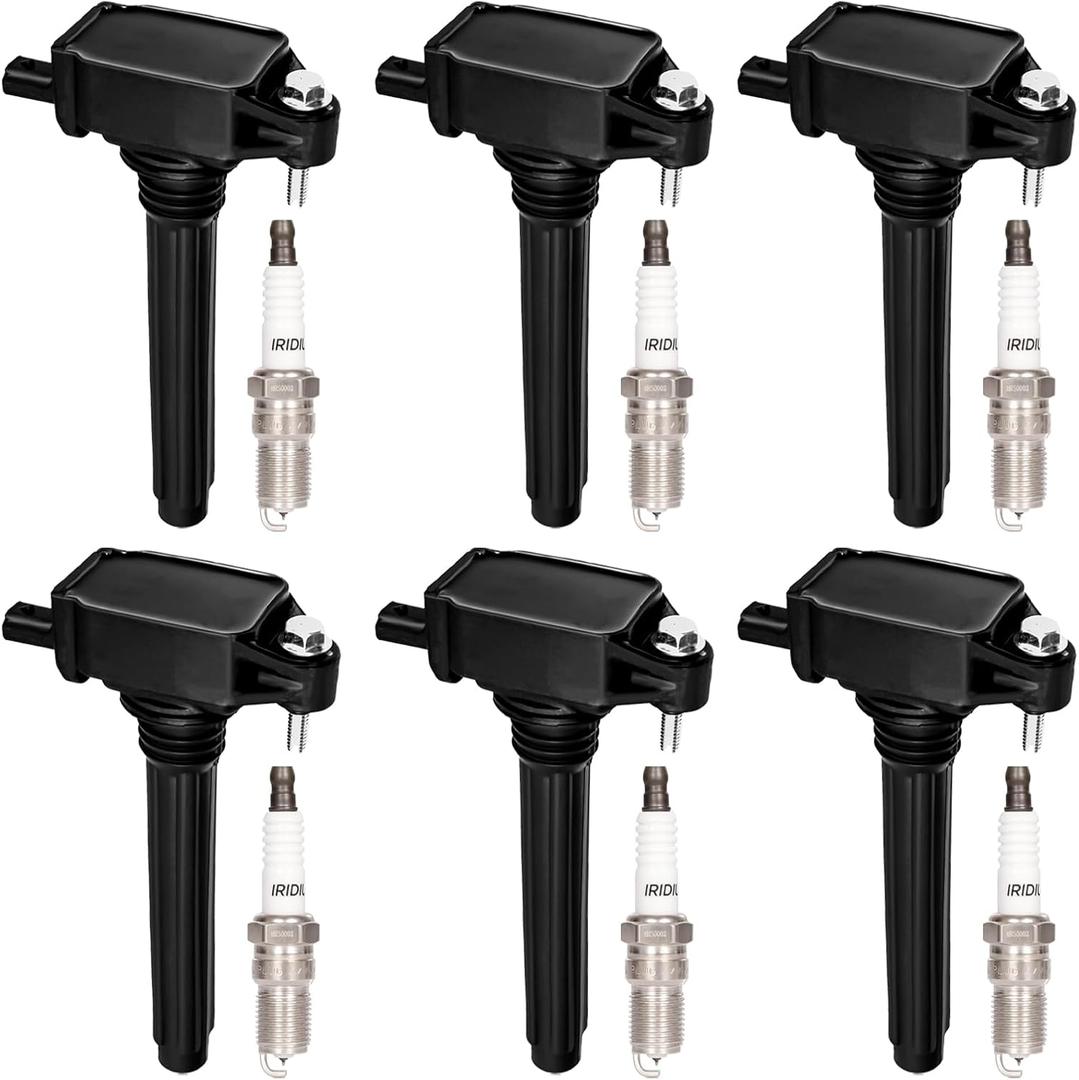 Set of 6 Ignition Coil Packs & Iridium Spark Plugs for Dodge Grand Caravan Durango Journey Jeep Cherokee Wrangler Chrysler Town Country 300 Charger 3.6 Replaces UF648 UF709