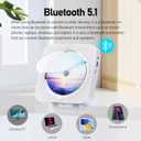 MICOCIOUS Bluetooth Portable Home CD Music Player with Remote Control, Timer, Built-in Speakers and LED Display - FM Radio Boombox (White)