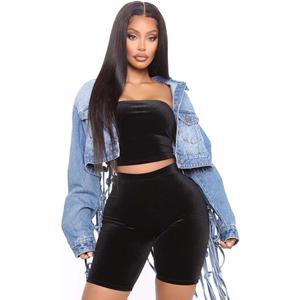 Women's Cropped Denim Jackets Long Sleeve Classic Trendy Casual Jean Jackets S