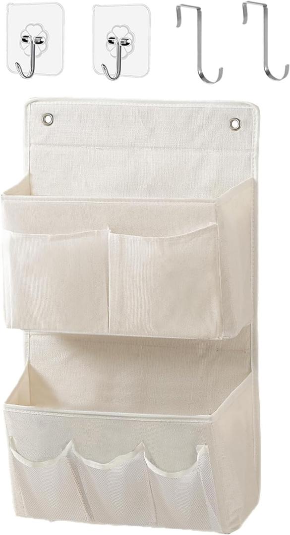 Wall Hanging Organizer  Over The Door Storage & Behind Door Organizer for Dormitory, Bathroom, Bedroom, Kitchen, Nursery, Space-Saving (White, 1 Pack)