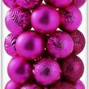 34ct Fuchsia Pink Christmas Ball Ornaments Shatterproof Plastic Christmas Tree Decorations for Xmas Party Home Office Holiday Decor -Medium Size (2.36"/ 60mm)