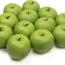 12 Pcs 3inch Green Fake Apples Decoration Artificial Apples Fake Fruits for Home Kitchen Decoration (Green)