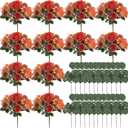 Burnt Orange Peony Artificial Flowers, Fall Faux Peonies Hydrangea Eucalyptus Bouquet 12 Packs Silk Vintage Realistic Peony Floral Arrangement for Wedding Centerpiece Table Vase Autumn Decor