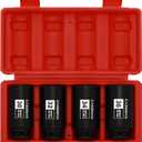 CASOMAN 1/2-Inch Drive Deep Spindle Axle Nut Impact Socket Set,12 Point Metric, CR-MO, 30,32,34,36mm, 4-Piece 1/2" Heavy Duty Impact Socket Set