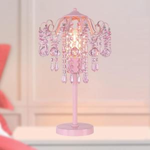 Small Pink Crystal Bedside Table Lamp End Table Lamp Nightstand Lamp for Bedroom Living Room Office H20.4'' W11.81'' 1-Light E26