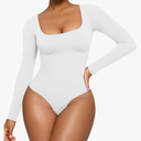 CYDREAM Long Sleeve Bodysuits for Women - Square Neck Shapewear Bodysuit Tops Going Out Body Suits Shirt Leotard, XL