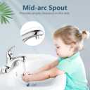 Aolemi Bathroom Faucets Arc 4 Inch Centerset Bathroom Sink Faucet Single Handle Vanity Faucet with Supply Lines,with Pop Up Drain Assembly,Polish Chrome