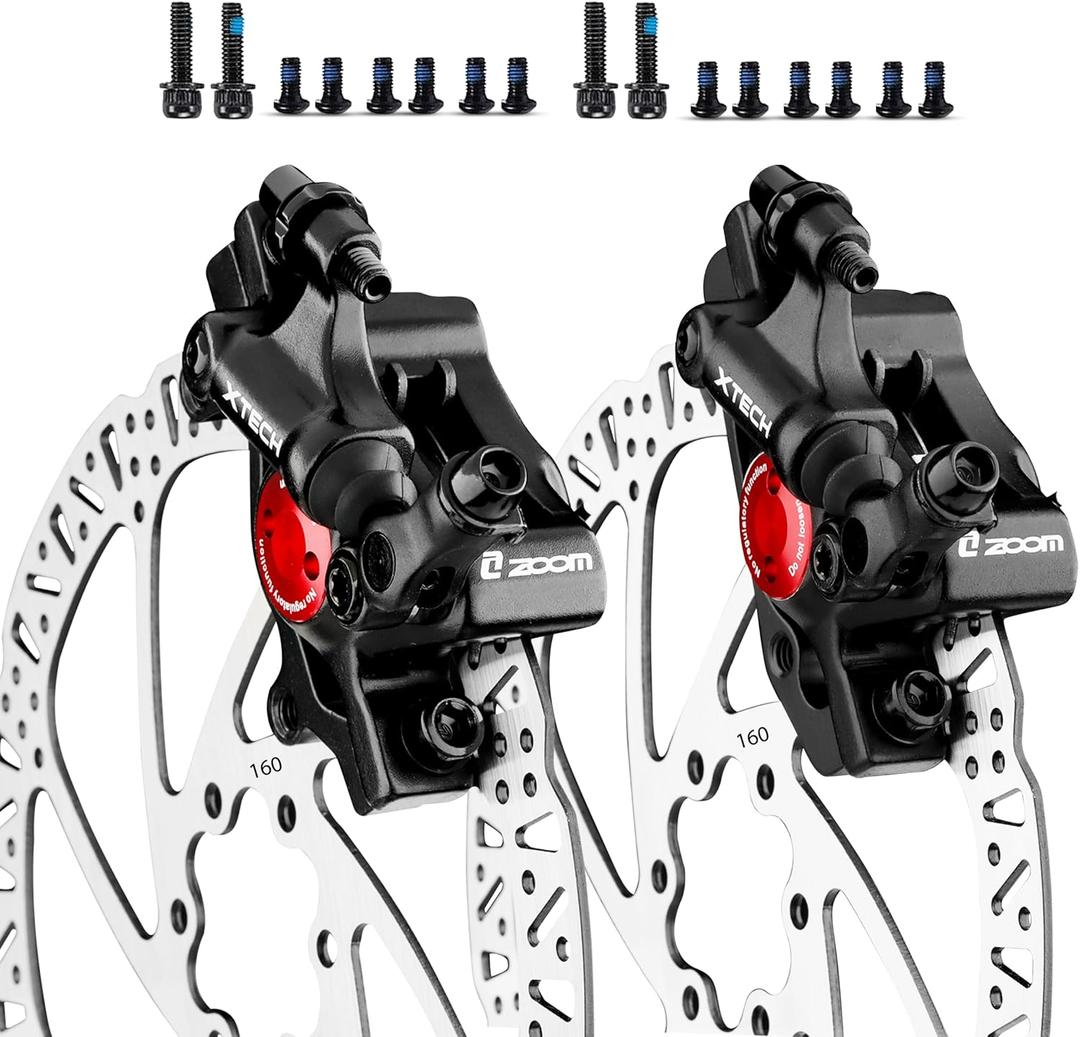Hycline Zoom Hydraulic Disc Brake Calipers: HB-100 MTB Bike Disc Brakes Front & Rear Caliper Set for Mountain, Road Bicycle and E-Bike