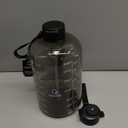 AQUAFIT 1 Gallon Water Bottle with Time Marker - Straw & Chug Lid - BPA Free Gym Water Bottle with Straw - Big Gallon Jug (Gray, 128 oz - 2 Lids)