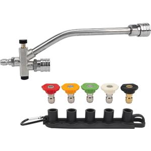 Foam Cannon Dual-Connector Accessory, Pressure Washer Double Tip Attachment for Foam Cannon, Pressure Washer Accessories with 1/4" Quick Connect for Car Wash, 5 Sprayer Tips #035, Nozzle Holder