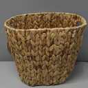 Wicker Trash Can Bathroom, Wicker Waste Basket with Built-in Handles, Handwoven Water Hyacinth Small Waste Basket, Rattan Waste Basket For Bedroom, Bathroom, Office, Living Room, Small Space, 1 Pack