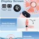 Portable Handheld Fan, 4000mAh Battery Operated Hand Fan with LED Display, 90Foldable Hand Held Fan with Base, USB Rechargeable Fan for Outdoor Indoor, Personal Mini Travel Fan for Women