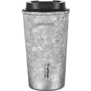 Titanium Water Bottle Coffee Cup 500ml, Titanium Insulated Water Bottle Wide Mouth Titanium Cup Easy To Clean Leakproof & Packable for Camping Travel Sports 16.91fl oz (Ice Flower)