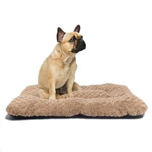 LIGENZ Dog Crate Pad Washable Deluxe Plush Dog Crate Beds Comfy Kennel Pad Anti-Slip Pet Sleeping Mat for Medium Dogs Breeds Brown 29 x 18 x 1.5 inch