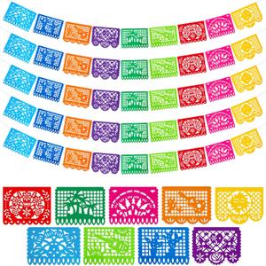DomeStar 5 Packs 90 Ft Cinco De Mayo Mexican Party Banner, Fiesta Party Decoration Papel Picado Banner Mexican Decoration Hispanic Heritage Month Day of the Dead Hanging Decor Home Supplies