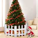 10 Pack Wooden Christmas Tree Fence,Extre Height 16 Christmas Tree Gate, White Fence for Cat, Small Dog, Suit for New Year Decoration
