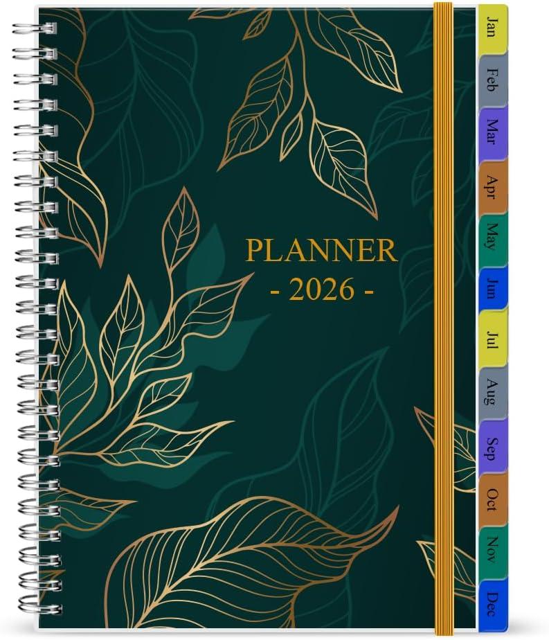 2026 Weekly & Monthly Planner - 2026 Planner from January 2026 to December 2026, Easy to Organize Your Daily Life, Medium 6.5" x 8.5", Gold Leaf
