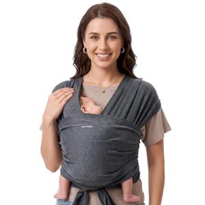 Momcozy Baby Wrap Carrier - Easy to Wear Infant Carrier Slings, Lightweight Hands Free Baby Sling, Adjustable Baby Carriers for Newborn to Toddler 8-35 lbs, Baby Wraps Carrier, Deep Grey