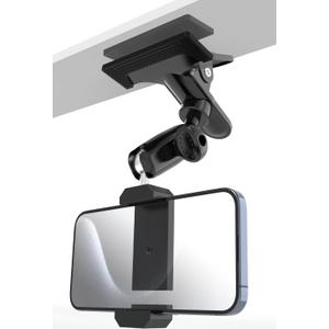 Sun Visor Metal Phone Holder for Car, [Two Swivel Ball Heads] Cellphone Holder for Vehicle with 1/4'' Clamp Fit for iPhone16/15/14/13/12 Pro Max, Galaxy S24/23/22, and More 4-7'' Smartphone