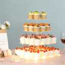 4 Tier Premium Cupcake Stand Cupcake Holder, Acrylic Cupcake Tower with LED Yellow Light for Cupcakes, Dessert Table Display Set for Birthday, Bar, Decor Weddings, Parties Events