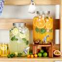 SiliFine 2 Pieces 1 Gallon Plastic Beverage Dispenser with Spigot Striped Clear Large Drink Beverage Dispenser Summer Fridge Water Container with Tap for Party Iced Tea, Sangria, Lemonade (Silver)