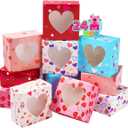 JOYIN 24 Pcs Valentines Day Bakery Treat Boxes, Valentines Cupcake Boxes, Cookie Boxes with Window for Holiday Pastries, Doughnut, Cookie, Cupcakes, Brownies, Truffles Gift Giving