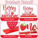 Haooryx Strawberry Birthday Sign Wooden Centerpieces - 6Pcs Sweet Berry ONE Letter Sign 1st First Birthday Party Decoration Table Topper for Girl Birthday Baby Shower Party Table Photo Prop Decoration